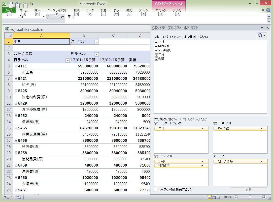 Excelを用いた予実管理の方法